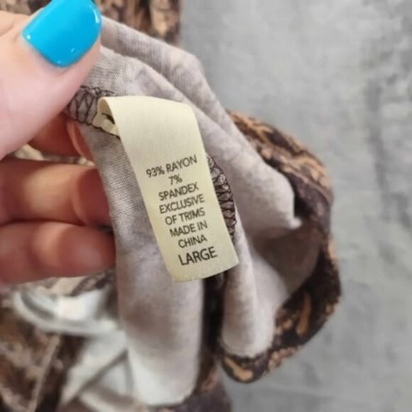 Soma Paisley Print Soft Tunic Large Brown Warm Neutral Boho Lounge ComfyChic Top - Picture 8 of 10